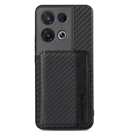 For OPPO Reno 8 Pro Carbon Fiber Magnetic Card Bag Phone Case