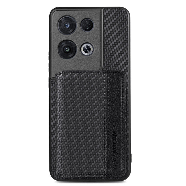 For OPPO Reno 8 Pro Carbon Fiber Magnetic Card Bag Phone Case