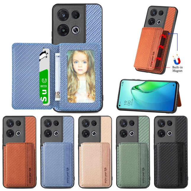 For OPPO Reno 8 Pro Carbon Fiber Magnetic Card Bag Phone Case