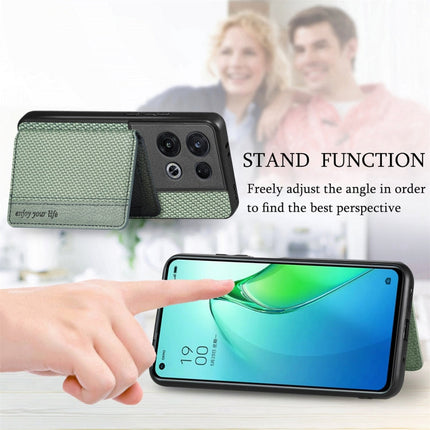 For OPPO Reno 8 Pro Carbon Fiber Magnetic Card Bag Phone Case