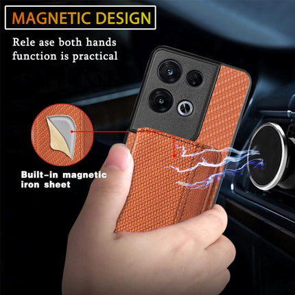 For OPPO Reno 8 Pro Carbon Fiber Magnetic Card Bag Phone Case