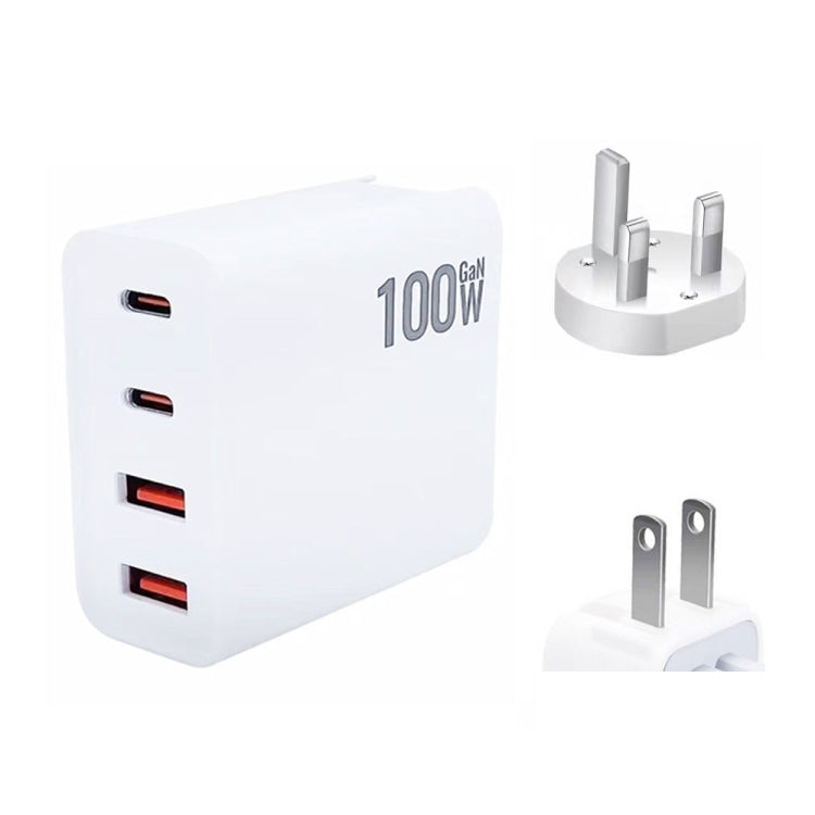 GaN 100W Dual USB + Dual USB-C/Type-C Multi Port Charger for Apple MacBook Series, US Plug, US / EU Plug, US / UK Plug, US / AU Plug, US / EU / UK Plug, US / EU / UK / AU Plug