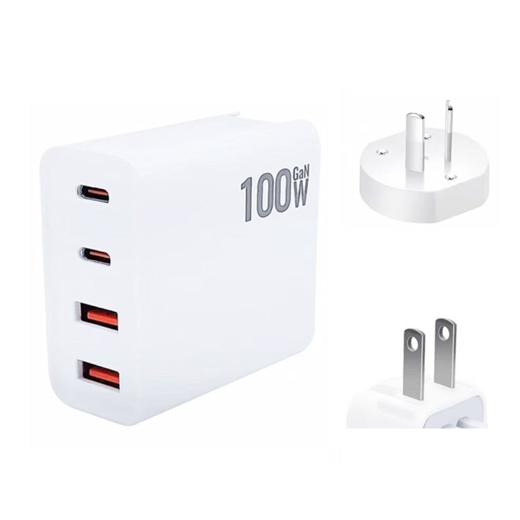 GaN 100W Dual USB + Dual USB-C/Type-C Multi Port Charger for Apple MacBook Series, US Plug, US / EU Plug, US / UK Plug, US / AU Plug, US / EU / UK Plug, US / EU / UK / AU Plug