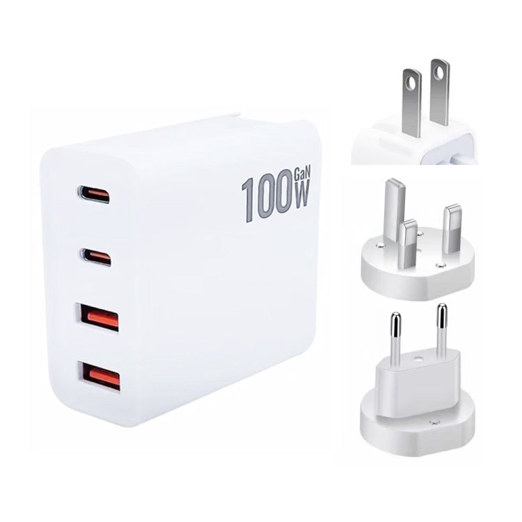 GaN 100W Dual USB + Dual USB-C/Type-C Multi Port Charger for Apple MacBook Series, US Plug, US / EU Plug, US / UK Plug, US / AU Plug, US / EU / UK Plug, US / EU / UK / AU Plug