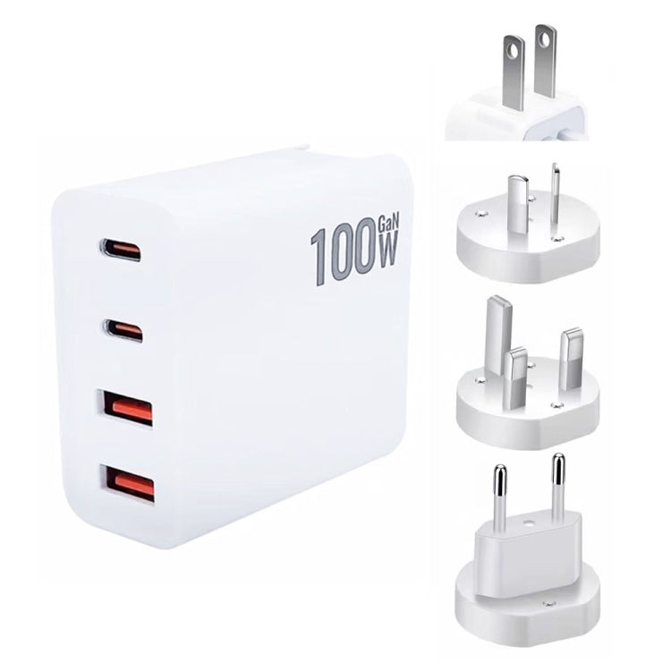 GaN 100W Dual USB + Dual USB-C/Type-C Multi Port Charger for Apple MacBook Series, US Plug, US / EU Plug, US / UK Plug, US / AU Plug, US / EU / UK Plug, US / EU / UK / AU Plug