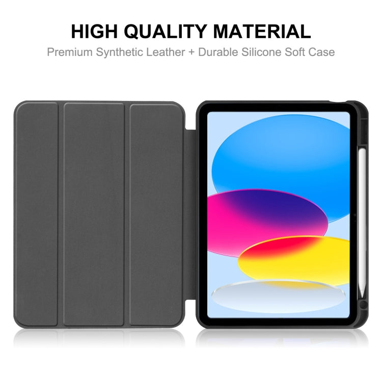 For iPad 10.9 2022 ENKAY TPU Back Cover Smart Leather Stand Tablet Case with Pen Slot