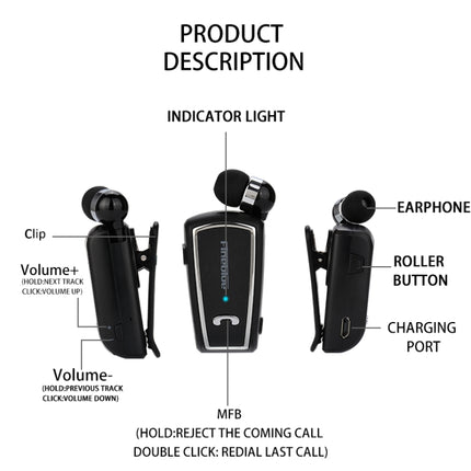 Fineblue F-V3 Bluetooth 4.1 Wireless Stereo Bluetooth In-Ear Earphone Mini Headset, F-V3 Black, F-V3 White, F-V3 Gold