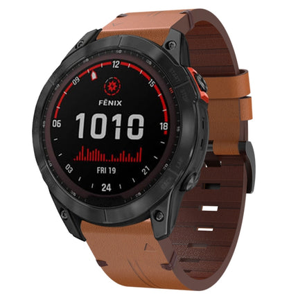 26mm Leather Steel Buckle Watch Band, For Garmin Descent MK 2, For Garmin Tactix 7, For Garmin Fenix 6X, For Garmin Fenix 5X Sapphire, For Garmin Tactix Delta, For Garmin Descent MK 2i, For Garmin Tactix 7 Pro, For Garmin Fenix 3