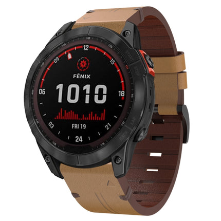 26mm Leather Steel Buckle Watch Band, For Garmin Descent MK 2, For Garmin Tactix 7, For Garmin Fenix 6X, For Garmin Fenix 5X Sapphire, For Garmin Tactix Delta, For Garmin Descent MK 2i, For Garmin Tactix 7 Pro, For Garmin Fenix 3