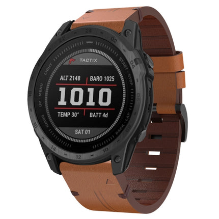 26mm Leather Steel Buckle Watch Band, For Garmin Descent MK 2, For Garmin Tactix 7, For Garmin Fenix 6X, For Garmin Fenix 5X Sapphire, For Garmin Tactix Delta, For Garmin Descent MK 2i, For Garmin Tactix 7 Pro, For Garmin Fenix 3