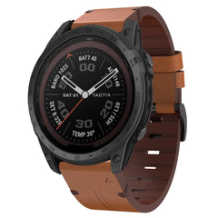 26mm Leather Steel Buckle Watch Band, For Garmin Descent MK 2, For Garmin Tactix 7, For Garmin Fenix 6X, For Garmin Fenix 5X Sapphire, For Garmin Tactix Delta, For Garmin Descent MK 2i, For Garmin Tactix 7 Pro, For Garmin Fenix 3