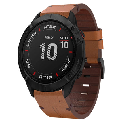 26mm Leather Steel Buckle Watch Band, For Garmin Descent MK 2, For Garmin Tactix 7, For Garmin Fenix 6X, For Garmin Fenix 5X Sapphire, For Garmin Tactix Delta, For Garmin Descent MK 2i, For Garmin Tactix 7 Pro, For Garmin Fenix 3
