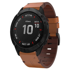 26mm Leather Steel Buckle Watch Band, For Garmin Descent MK 2, For Garmin Tactix 7, For Garmin Fenix 6X, For Garmin Fenix 5X Sapphire, For Garmin Tactix Delta, For Garmin Descent MK 2i, For Garmin Tactix 7 Pro, For Garmin Fenix 3