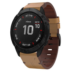 26mm Leather Steel Buckle Watch Band, For Garmin Descent MK 2, For Garmin Tactix 7, For Garmin Fenix 6X, For Garmin Fenix 5X Sapphire, For Garmin Tactix Delta, For Garmin Descent MK 2i, For Garmin Tactix 7 Pro, For Garmin Fenix 3