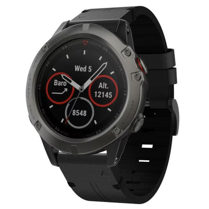 26mm Leather Steel Buckle Watch Band, For Garmin Descent MK 2, For Garmin Tactix 7, For Garmin Fenix 6X, For Garmin Fenix 5X Sapphire, For Garmin Tactix Delta, For Garmin Descent MK 2i, For Garmin Tactix 7 Pro, For Garmin Fenix 3