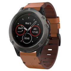 26mm Leather Steel Buckle Watch Band, For Garmin Descent MK 2, For Garmin Tactix 7, For Garmin Fenix 6X, For Garmin Fenix 5X Sapphire, For Garmin Tactix Delta, For Garmin Descent MK 2i, For Garmin Tactix 7 Pro, For Garmin Fenix 3
