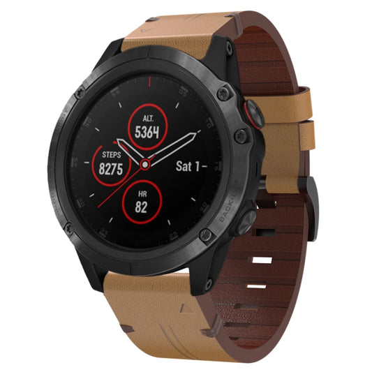 26mm Leather Steel Buckle Watch Band, For Garmin Fenix 5X Plus, For Garmin Enduro 2, For Garmin Fenix 6X Pro, For Garmin Fenix 7X, For Garmin Fenix 3 HR, For Garmin Enduro, For Garmin Fenix 6X Sapphire, For Garmin Fenix 7X Solar