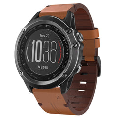 26mm Leather Steel Buckle Watch Band, For Garmin Descent MK 2, For Garmin Tactix 7, For Garmin Fenix 6X, For Garmin Fenix 5X Sapphire, For Garmin Tactix Delta, For Garmin Descent MK 2i, For Garmin Tactix 7 Pro, For Garmin Fenix 3