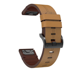 26mm Leather Steel Buckle Watch Band, For Garmin Descent MK 2, For Garmin Tactix 7, For Garmin Fenix 6X, For Garmin Fenix 5X Sapphire, For Garmin Tactix Delta, For Garmin Descent MK 2i, For Garmin Tactix 7 Pro, For Garmin Fenix 3