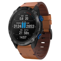 26mm Leather Steel Buckle Watch Band, For Garmin Descent MK 2, For Garmin Tactix 7, For Garmin Fenix 6X, For Garmin Fenix 5X Sapphire, For Garmin Tactix Delta, For Garmin Descent MK 2i, For Garmin Tactix 7 Pro, For Garmin Fenix 3