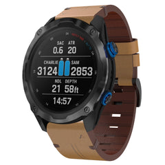 26mm Leather Steel Buckle Watch Band, For Garmin Descent MK 2, For Garmin Tactix 7, For Garmin Fenix 6X, For Garmin Fenix 5X Sapphire, For Garmin Tactix Delta, For Garmin Descent MK 2i, For Garmin Tactix 7 Pro, For Garmin Fenix 3