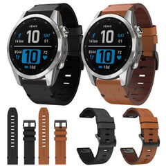 20mm Leather Steel Buckle Watch Band, For Garmin Fenix 7S, For Garmin Fenix 7S Solar, For Garmin Fenix 7S Sapphire Solar, For Garmin Instinct 2S, For Garmin Fenix 6S, For Garmin Fenix 6S Pro, For Garmin Fenix 5S, For Garmin Fenix 5S Plus