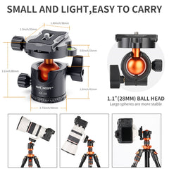 K&F CONCEPT KF31.023V3 360 Degree Rotating Panoramic Metal Tripod Ball Head with 1/4 Inch Quick Release Plate, KF31.023V3