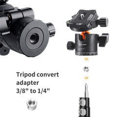 K&F CONCEPT KF31.023V3 360 Degree Rotating Panoramic Metal Tripod Ball Head with 1/4 Inch Quick Release Plate, KF31.023V3