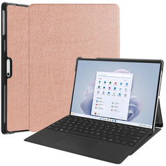 For Microsoft Surface Pro 9 JUNSUNMAY Custer Solid Color 3-Fold Stand Leather Tablet Case