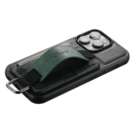 Suteni H13 Card Wallet Wrist Strap Holder PU Phone Case, For iPhone 11 Pro, For iPhone 11, For iPhone 11 Pro Max, For iPhone 12 / 12 Pro, For iPhone 12 Pro Max, For iPhone 13, For iPhone 13 Pro, For iPhone 13 Pro Max