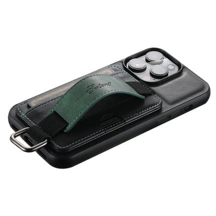 Suteni H13 Card Wallet Wrist Strap Holder PU Phone Case, For iPhone 14, For iPhone 14 Pro, For iPhone 14 Plus, For iPhone 14 Pro Max