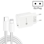 EU Plug + Type-C to 8 Pin Cable / White