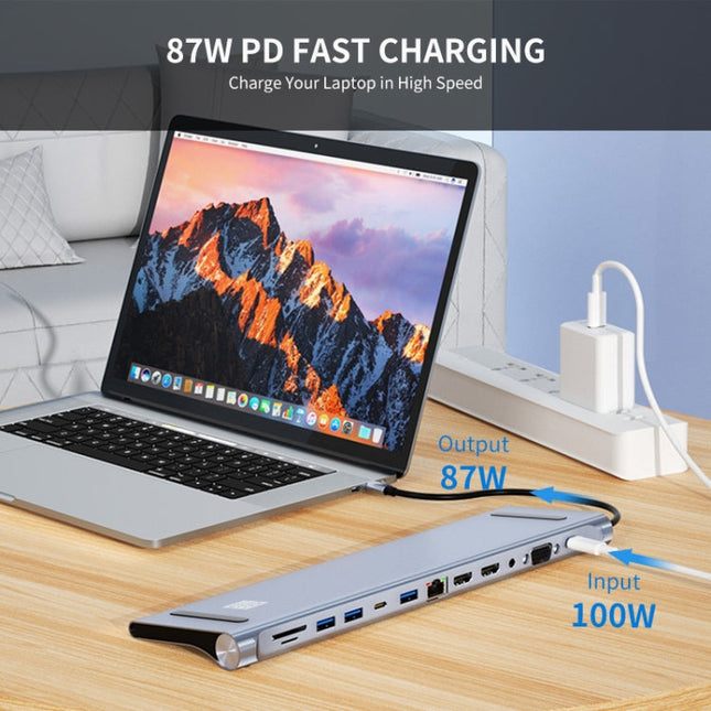 JUNSUNMAY 12 in 1 Multifunctional USB C Hub Docking Station Adapter SD/TF Card Reader, JSM-HUB022