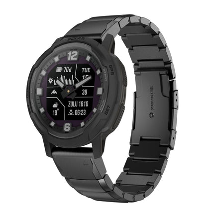 22mm Tortoise Shell Stainless Steel Watch Band, For Garmin Forerunner 955, For Garmin Forerunner 945, For Garmin Forerunner 935, For Garmin Instinct 2, For Garmin Instinct, For Garmin Descent G1, For Garmin Instinct Crossover                           ...