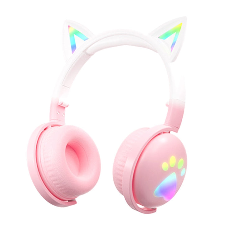 KE28 RGB Cute Cat Ears Bluetooth Wireless Music Headset with Detachable Mic