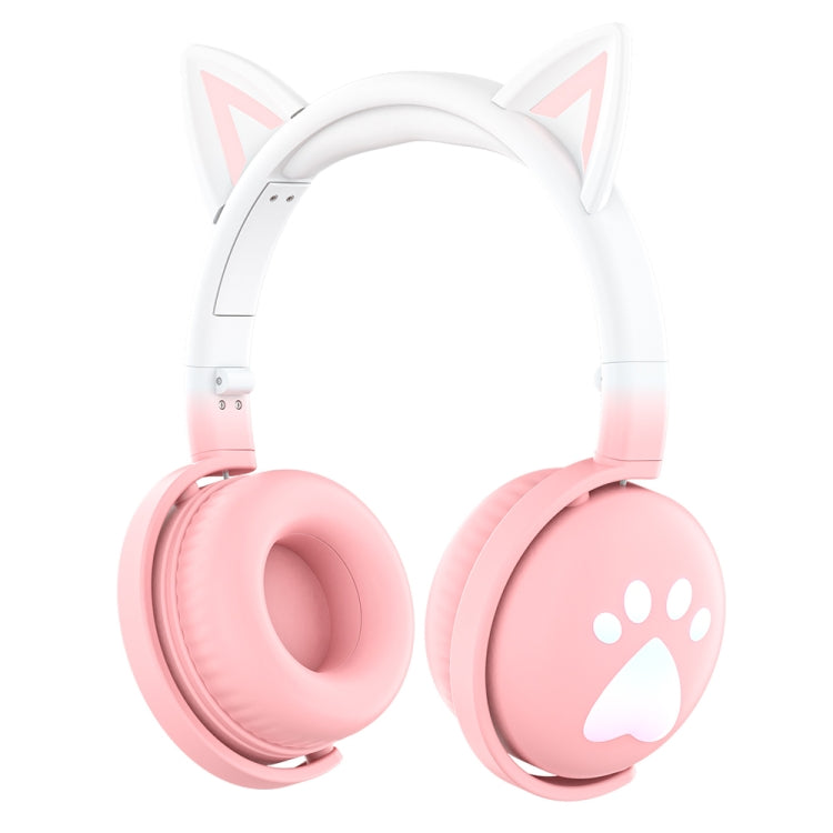 KE28 RGB Cute Cat Ears Bluetooth Wireless Music Headset with Detachable Mic