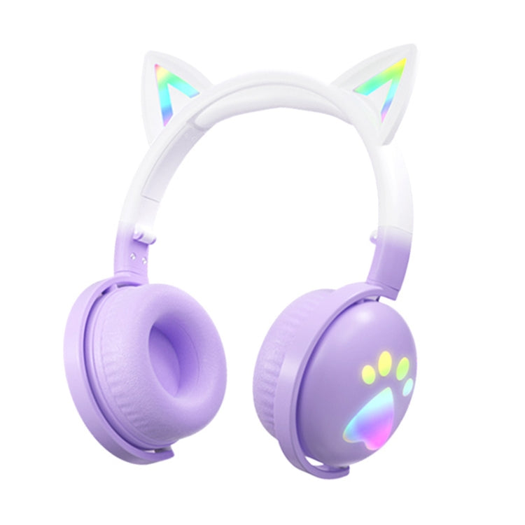 KE28 RGB Cute Cat Ears Bluetooth Wireless Music Headset with Detachable Mic