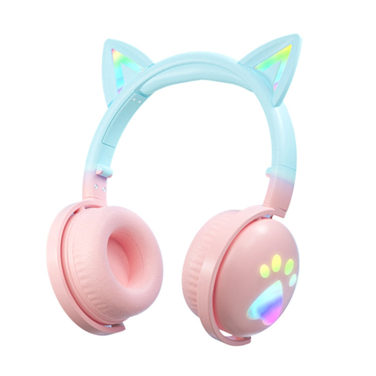 KE28 RGB Cute Cat Ears Bluetooth Wireless Music Headset with Detachable Mic