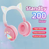 KE28 RGB Cute Cat Ears Bluetooth Wireless Music Headset with Detachable Mic