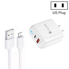 US Plug + USB to 8 Pin Cable / White