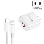 US Plug + Type-C to 8 Pin Cable / White