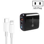US Plug + Type-C to 8 Pin Cable / Black