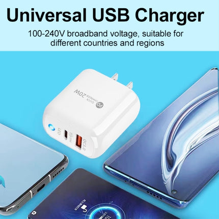 PD04 Type-C + USB Mobile Phone Charger with Type-C to 8 Pin Cable, US Plug, US Plug + Type-C to 8 Pin Cable