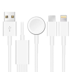 For Apple Watch Series & iPhone & Phone with Type-C Port 3 in 1 USB Magnetic Charging Cable 4ft/1.2m