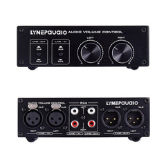 2 In and 2 Out Switcher Volume Controller, RCA signal switches to XLR balanced signal and no need for power supply. It provides RCA and XLR interfaces, independent L/R channel volume adjustment, which is suitable for devices with volume adjustment need