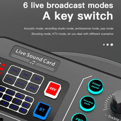 M6 Live Sound Card Multifunctional Wireless Voice Changer Broadcast Mixer, M6