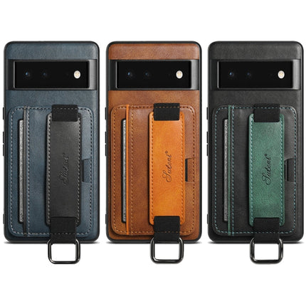 Suteni H13 Card Wallet Wrist Strap Holder PU Phone Case, For Googel Pixel 6, For Googel Pixel 6 Pro, For Googel Pixel 6a, For Googel Pixel 7 5G, For Googel Pixel 7 Pro 5G, For Googel Pixel 7a