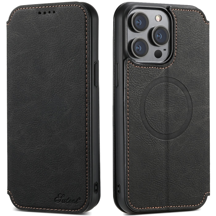 Suteni J06 Multifunctional Leather Magnetic Magsafe Phone Case, For iPhone 14 Pro Max