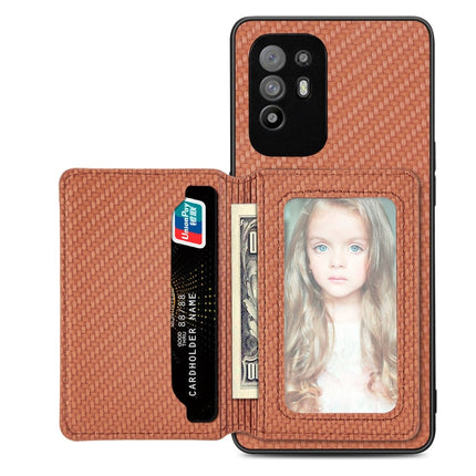 Carbon Fiber Magnetic Card Bag Phone Case, For OPPO A74 5G, For OPPO A78, For OPPO A94 5G, For OPPO Find X6 Pro
