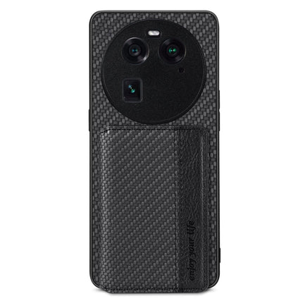 Carbon Fiber Magnetic Card Bag Phone Case, For OPPO Find X6, For OPPO Reno5 5G, For OPPO Reno7 5G, For OPPO Reno8 T 4G